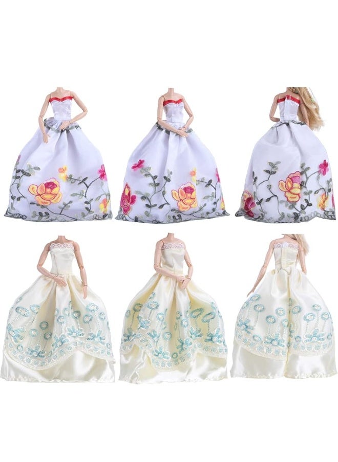 E-TING ETING 5pcs Fashion Gorgeous Princess Wedding Party Gown Dresses Clothes with FloralPrint Voile All Around for Girl DollRandom Pick - Image 3