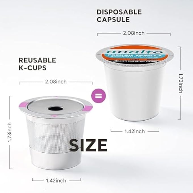Khazna فلتر قهوة قابل لإعادة الاستخدام، فلتر قهوة K Cups، فلتر قهوة K Cup Pod قابل لإعادة الاستخدام، فلتر قابل لإعادة التعبئة، كوب كبسولة قهوة، خالي من مادة BPA، مع مشبك ملعقة من الفولاذ المقاوم للصدأ وفرشاة ملعقة، فضي - Image 5