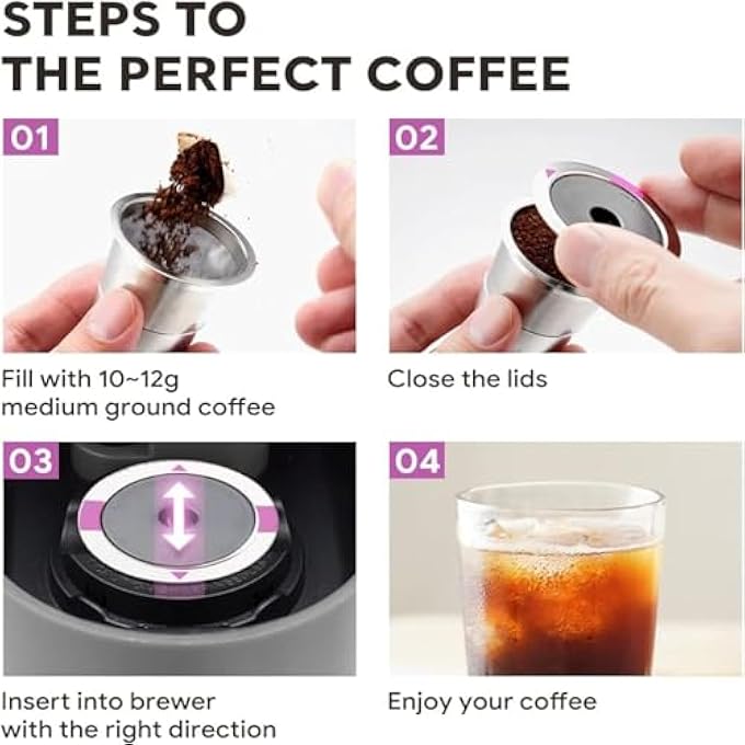 Khazna فلتر قهوة قابل لإعادة الاستخدام، فلتر قهوة K Cups، فلتر قهوة K Cup Pod قابل لإعادة الاستخدام، فلتر قابل لإعادة التعبئة، كوب كبسولة قهوة، خالي من مادة BPA، مع مشبك ملعقة من الفولاذ المقاوم للصدأ وفرشاة ملعقة، فضي - Image 3