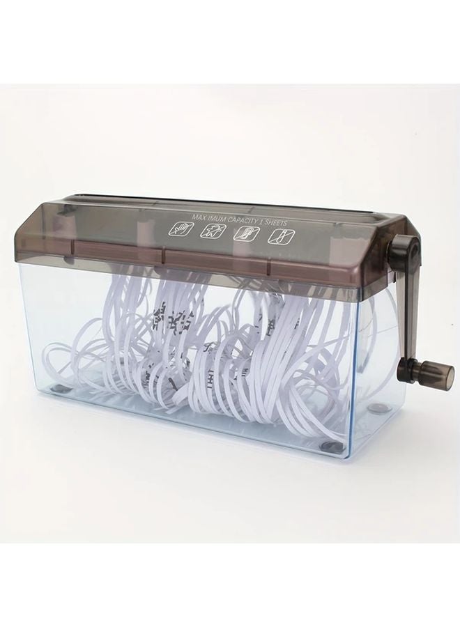 Large Black A4 Manual Paper Shredder Hand Cranked Strip Cut For Office Home Use - Image 1