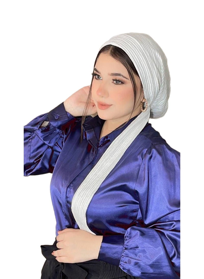 طرحة مكرمش فاخرة للنساء – تصميم عصري مريح – لون ابيض أنيق – خامة خفيفة عالية الجودة لإطلالة راقية