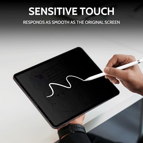 Peslv 360° Privacy Screen for iPad Air 5th/4th Gen & iPad Pro 11 (2018-2022), Anti Glare Blue Light Spy Filter Private Cover, High Sensitive Bubble-Free Easy Install Black Security Protector - Image 4