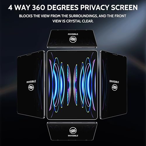 Peslv 360° Privacy Screen for iPad Air 5th/4th Gen & iPad Pro 11 (2018-2022), Anti Glare Blue Light Spy Filter Private Cover, High Sensitive Bubble-Free Easy Install Black Security Protector - Image 2