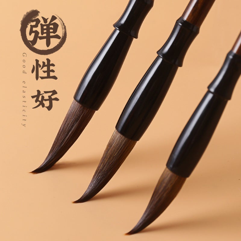 Wolf Hair, Sheep Hair, And Mixed Hair Brushes For Elementary School Students To Practice Calligraphy, Large, Medium, And Small Regular Script Solid Wood Brushes - Image 4