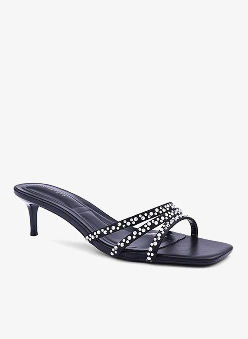 IconStyle Embroidered Open-Toe Mule Heels