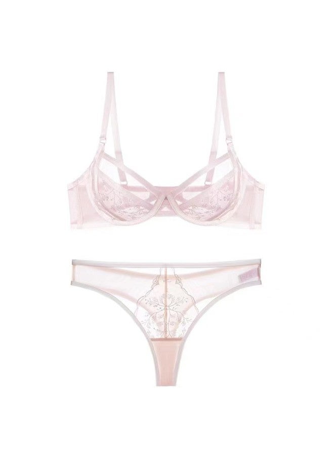 New Ultra-thin Lace Underwear Set Big Chest Gathered Bra Summer Ladies Ultra-thin Underwear
