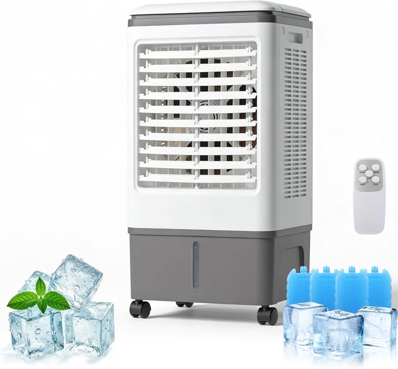 TDOO Evaporative Air Cooler, TDOO Cooling Fan with 3 Modes & 3 Speeds, Windowless Air Conditioner with 12-H Timer Remote Control，Portable Unit w/ 30L Water Tank, Fast Cooling for Room - Image 1