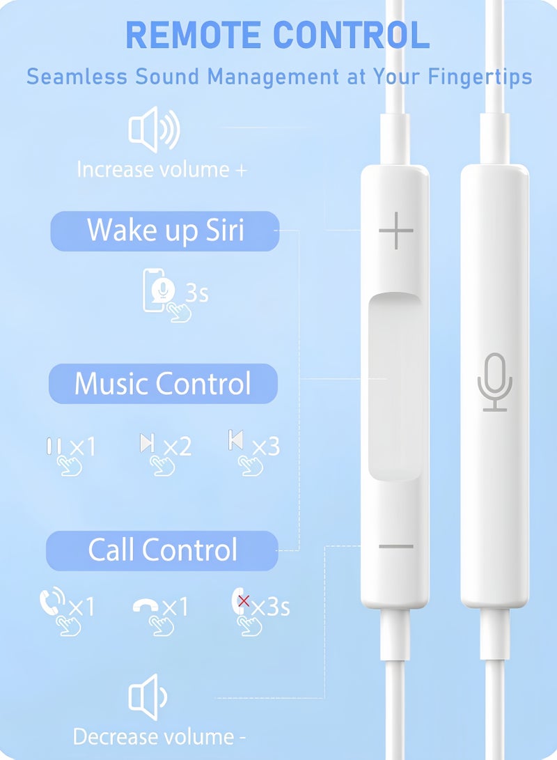 BlueHole Wired Headphones for Earbuds with Light,ning Connector, in-Ear Earphones with Mic & Volume Control, [Ultra clear calls & no noise] Compatible with iPhone14/13/12/11/ipad (Lightning)  - Image 3