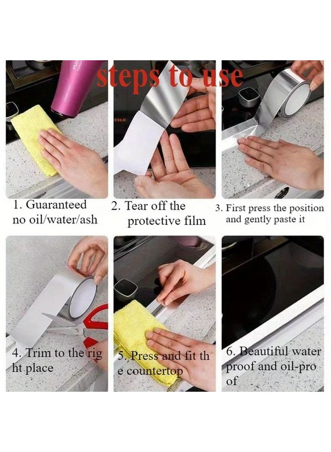 High Temperature Aluminum Foil Waterproof Oil Proof Moisture Resistant Self Adhesive Sticker For Kitchen Stove Pool Gap One 18 Inch Width 393 7 Inch Length - Image 4