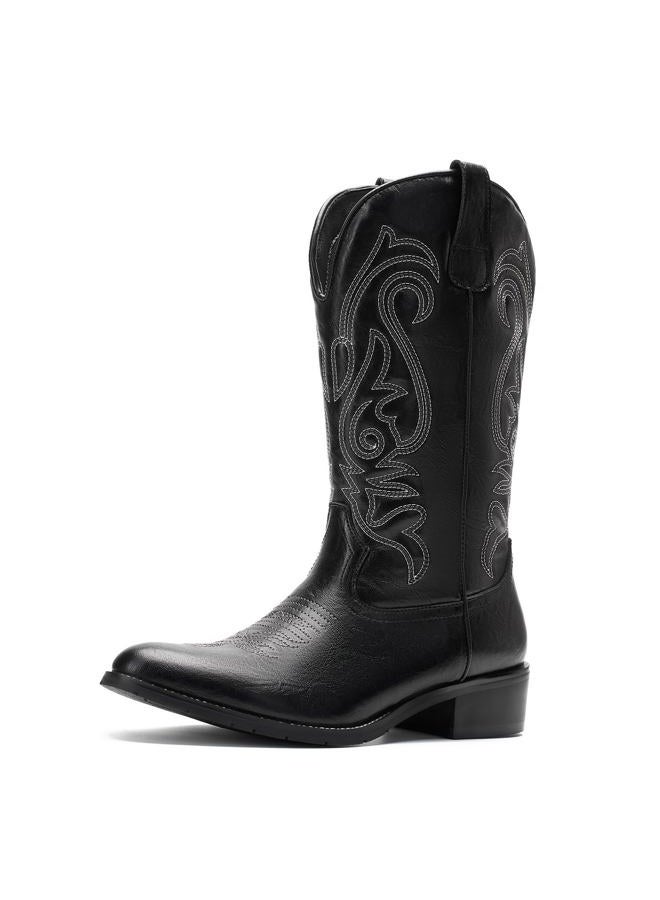 TruVeld Mens Cowboy Boots with Pointed Toe Retro Western Style and Embroidery Botas Vaqueras para Hombre, Black, 10.5 - Image 1