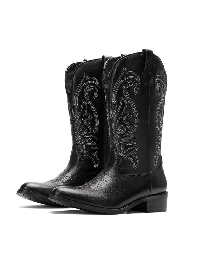 TruVeld Mens Cowboy Boots with Pointed Toe Retro Western Style and Embroidery Botas Vaqueras para Hombre, Black, 10.5 - Image 4