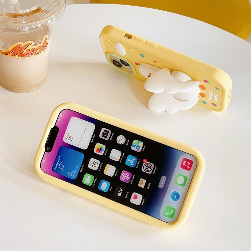 QoKcoahn حافظة لـ iPhone 13 Pro، حافظة هواتف كاواي ثلاثية الأبعاد، غطاء كرتوني لطيف مضحك، سيليكون جل ناعم، حماية من السقوط للنساء والفتيات - Image 3