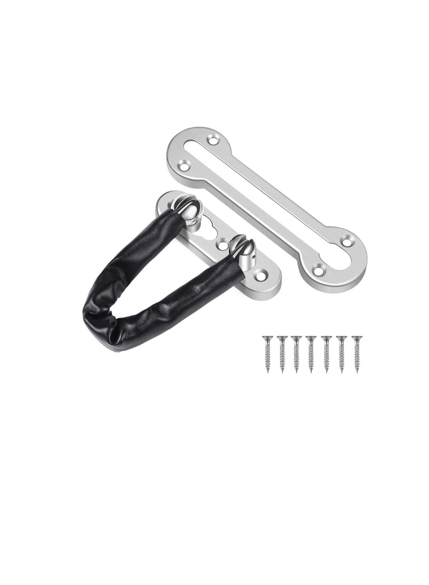Robustline Door Chain - Steel Slide Bolt Door Chain, Latch Gate, Latches Safety Door Lock with Anti Theft Chain & Leather Cover | Child Safe | Ideal for Home, Office Front Door (Silver)