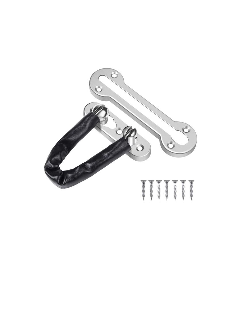 ROBUSTLINE Robustline Door Chain - Steel Slide Bolt Door Chain, Latch Gate, Latches Safety Door Lock with Anti Theft Chain & Leather Cover | Child Safe | Ideal for Home, Office Front Door (Silver) - Image 1