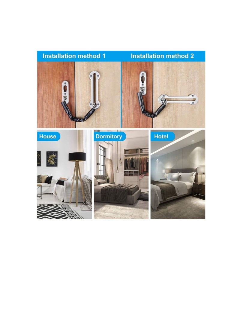 ROBUSTLINE Robustline Door Chain - Steel Slide Bolt Door Chain, Latch Gate, Latches Safety Door Lock with Anti Theft Chain & Leather Cover | Child Safe | Ideal for Home, Office Front Door (Silver) - Image 3