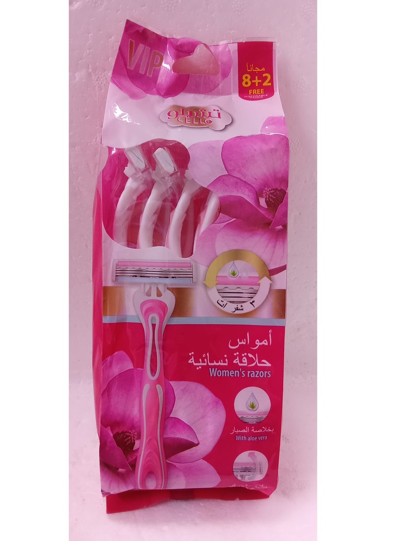 Women's shaving machines 8+2 with a moving head sterilized with aloe vera extract