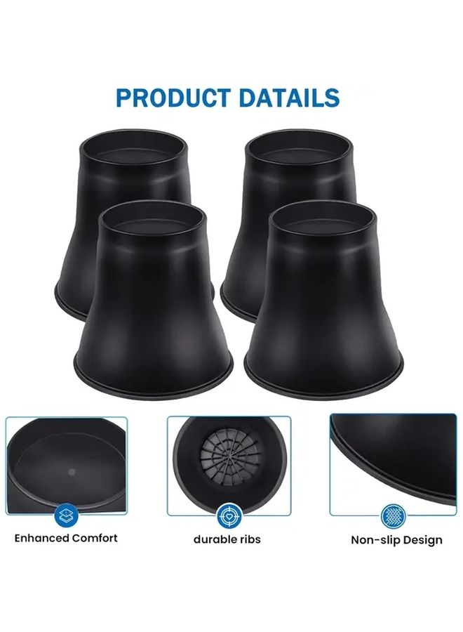 6 Inch Black Bed Risers 4 Pack Heavy Duty Furniture Lifts For Bed Desk Table Sofa - Image 2