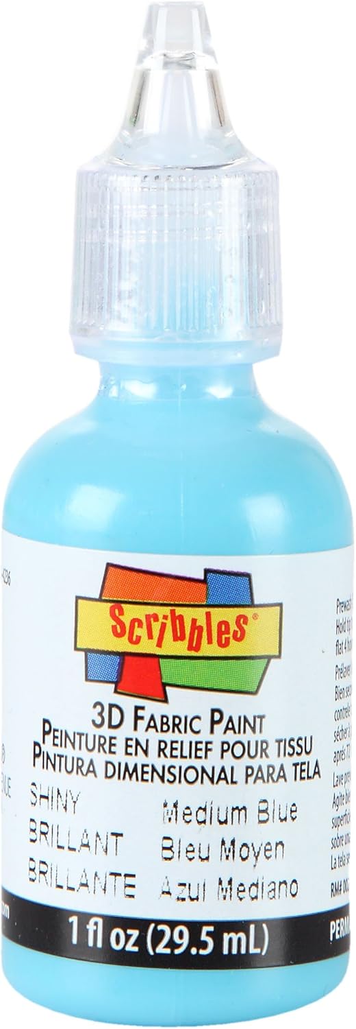 Scribbles 54128 3D Fabric Paint Shiny Medium Blue