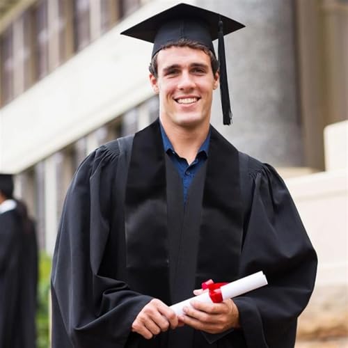 Dzrige Unisex Adult Graduation Stole Sash Graduate Stole Graduation Silk Scarf - 72", Black - Image 3