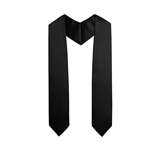 Dzrige Unisex Adult Graduation Stole Sash Graduate Stole Graduation Silk Scarf - 72", Black - Image 1