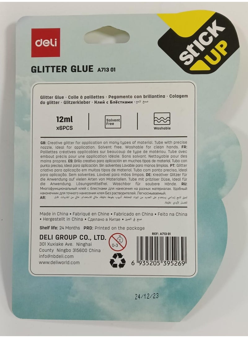 ديلي غراء لامع لامع من ديلي A71301، عبوة من 12 مل × 6 ألوان - Image 2