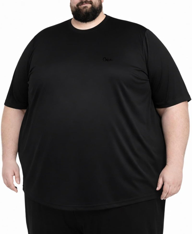 OVERS Plus Size Short Sleeves Round Neck Sports T-Shirts For Mens, Lightweight, Breathable, Stretchable Activewear for Gym, Running & Training. (XL-8XL) - Image 1