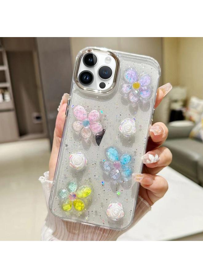 S-TOP Case For iPhone 12 Pro Max 3D Flower Glitter Epoxy TPU Phone Case - Image 1