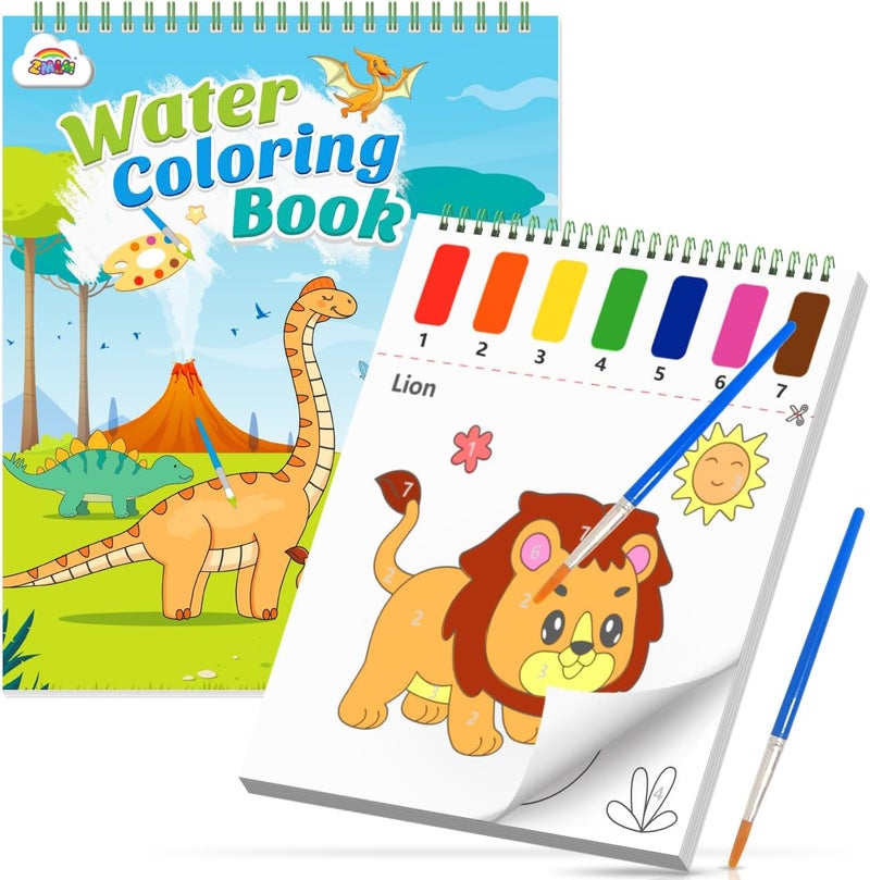 ZMLM Paint with Water Coloring Books for Toddlers - Mess Free Painting Activity for Kids - Arts & Crafts Gift Toy for Boy Girl Ages 4 5 6 7 8 - Christmas Stocking Stuffers Birthday Easter (Dinosaurs) - Image 1