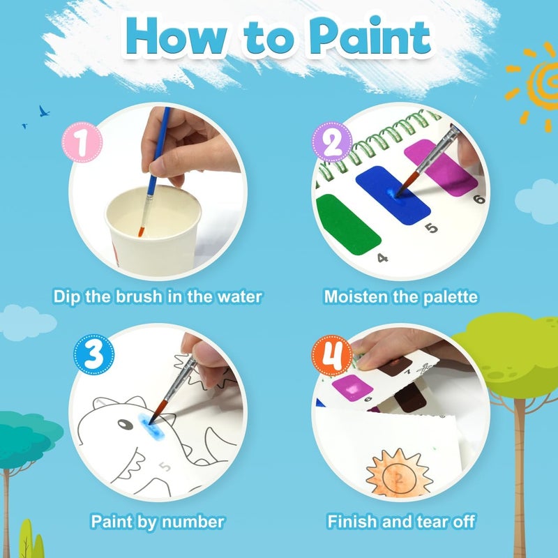 ZMLM Paint with Water Coloring Books for Toddlers - Mess Free Painting Activity for Kids - Arts & Crafts Gift Toy for Boy Girl Ages 4 5 6 7 8 - Christmas Stocking Stuffers Birthday Easter (Dinosaurs) - Image 3