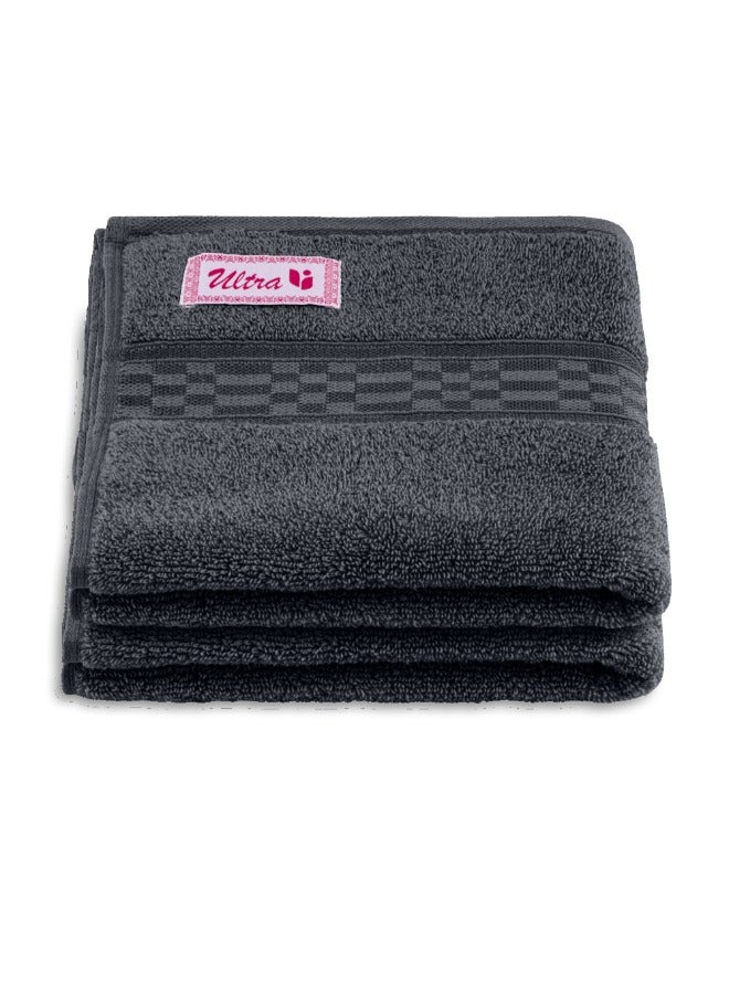 BYFT Home Ultra (Grey) Premium Cotton Hand Towel (50 X 90 Cm-Set Of 2) Highly Absorbent, High Quality Bath Linen With Checkered Dobby 550 Gsm - Image 2