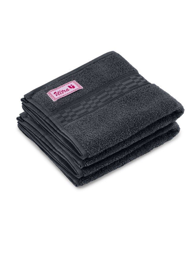 BYFT Home Ultra (Grey) Premium Cotton Hand Towel (50 X 90 Cm-Set Of 2) Highly Absorbent, High Quality Bath Linen With Checkered Dobby 550 Gsm - Image 3