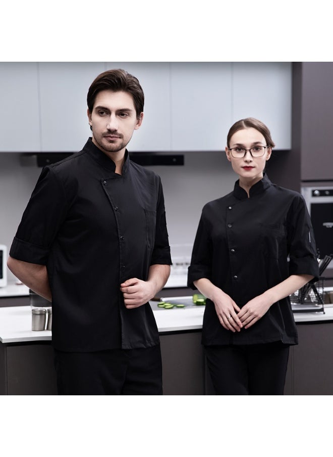 NIBEMINENT Medium-sleeved Baking Pastry Chef's Work Uniform Chef's Overalls Men's Autumn Bakery Back Kitchen Cake Shop  - Image 1