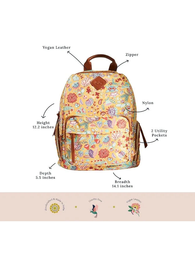 Chumbak Batik Bloom Backpack, Mustard