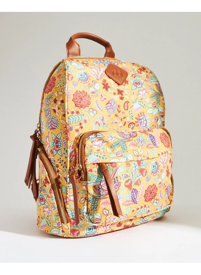 Chumbak Batik Bloom Backpack, Mustard