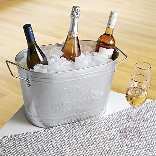 Twine Insulated Drink Galvanized Bucket, Beer and Beverage Tub, Metal Bucket, Ice Buckets for Parties, Holds 5.35 Gallons, Silver - Image 5