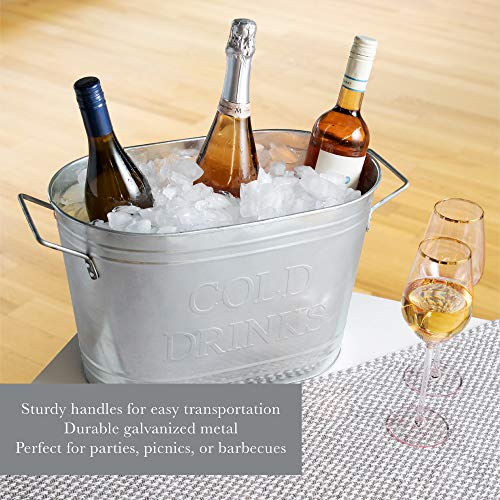 Twine Insulated Drink Galvanized Bucket, Beer and Beverage Tub, Metal Bucket, Ice Buckets for Parties, Holds 5.35 Gallons, Silver - Image 3