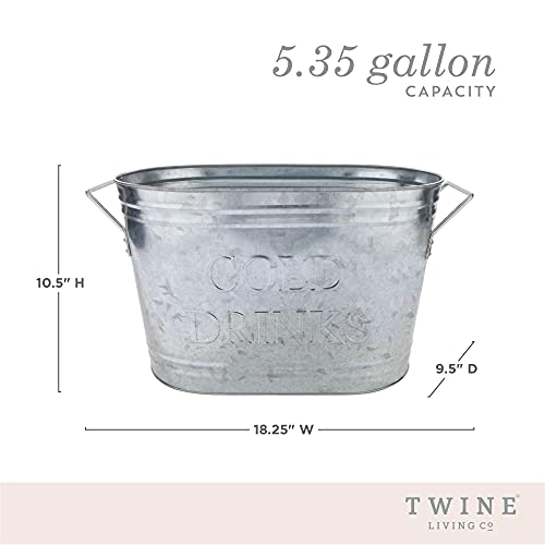 Twine Insulated Drink Galvanized Bucket, Beer and Beverage Tub, Metal Bucket, Ice Buckets for Parties, Holds 5.35 Gallons, Silver - Image 4