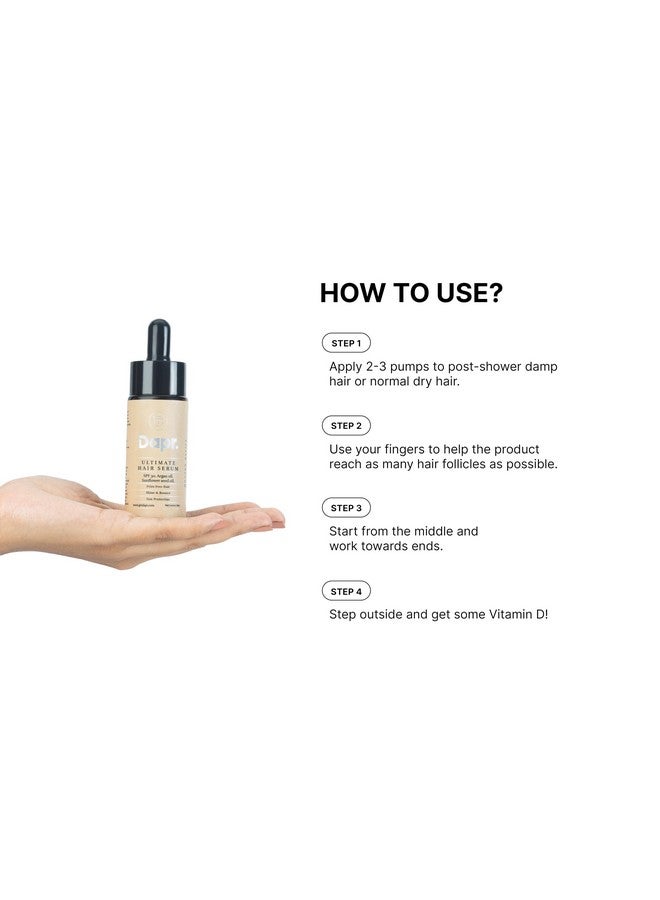 Dapr. Ultimate Hair Serum (50 ml)| Sunscreen for your hair | | Frizz free hair| Strengthens hair| |With SPF 30 & Argan Oil| - Image 5