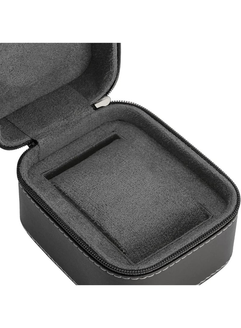 Portable PU Leather Single Watch Case with Zipper and Removable Pillow for Travel - Image 5