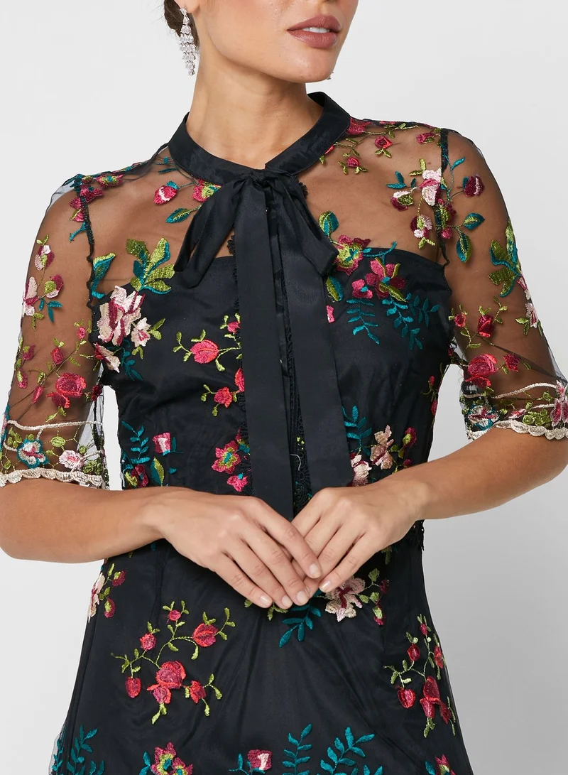 Ella Limited Edition Embossed Tulle Tie Up Dress