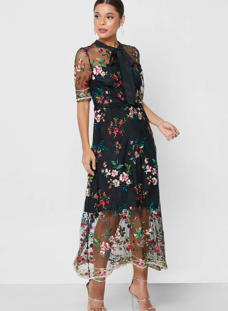 Ella Limited Edition Embossed Tulle Tie Up Dress