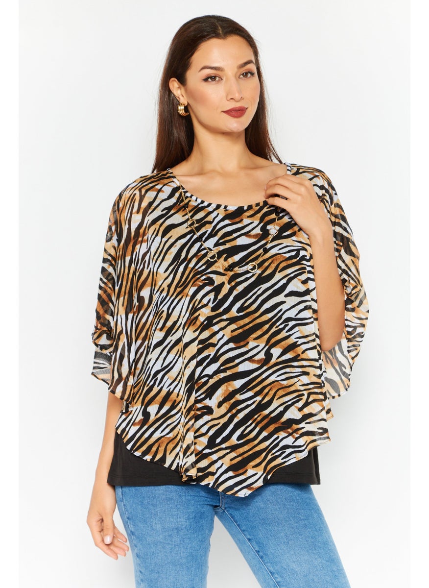 Women Boat Neck Cape Sleeve Zebra Print Top, Black Combo - pzsku/Z87D324382D7ADA7DF199Z/45/_/1737642583/63c3924e-2d89-41ee-858c-f5b131118719