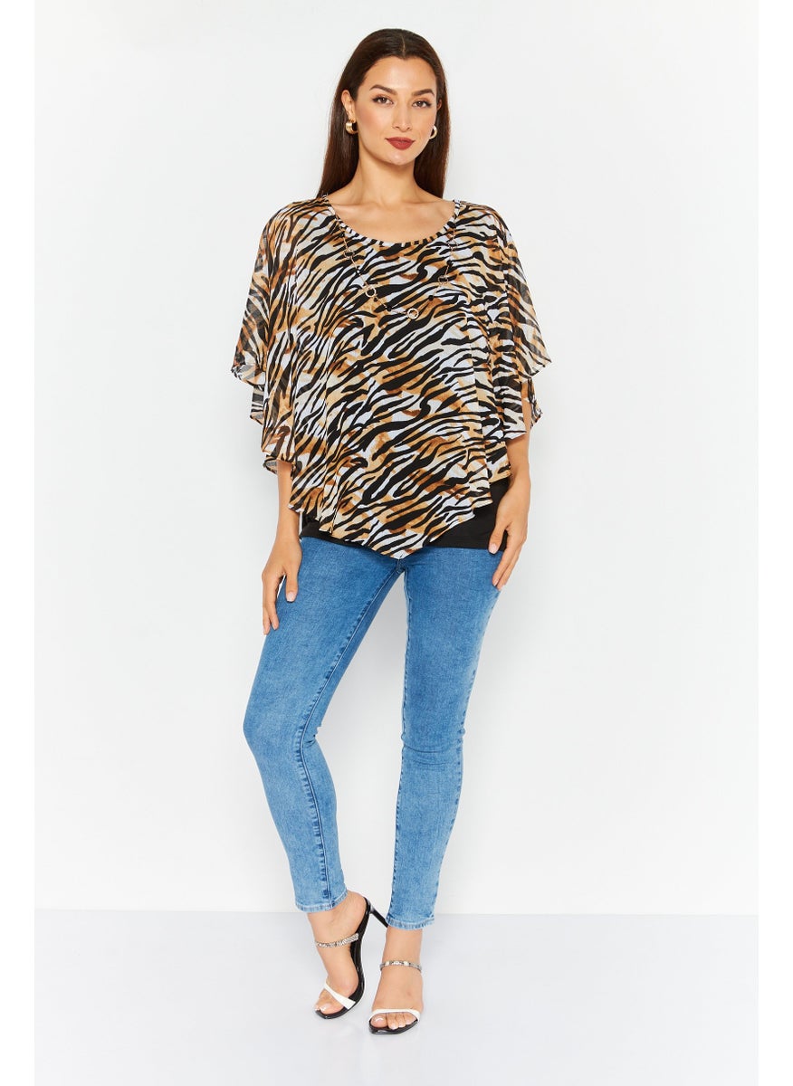 Women Boat Neck Cape Sleeve Zebra Print Top, Black Combo - pzsku/Z87D324382D7ADA7DF199Z/45/_/1737900666/21d74f08-c0b7-4a7f-8cc4-56cae3d9b72d