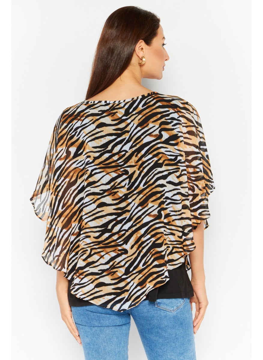 Women Boat Neck Cape Sleeve Zebra Print Top, Black Combo - pzsku/Z87D324382D7ADA7DF199Z/45/_/1737900668/9ae0696f-1bc8-40b8-92e8-6440a2f55c43