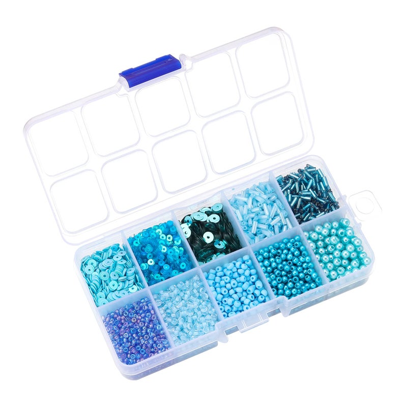 Hiswan Assorted Beads for Jewelry Making Glass Seed Bugle Tube Beads Loose Sequins Multiple Sizes for Crafts Sewing Jewelry Making