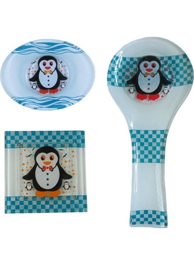 HELLOVE - Glass Drain Cover+Glass Ladle Pad Spoon Holder+Glass Soap Dish Set of 3 - Image 1