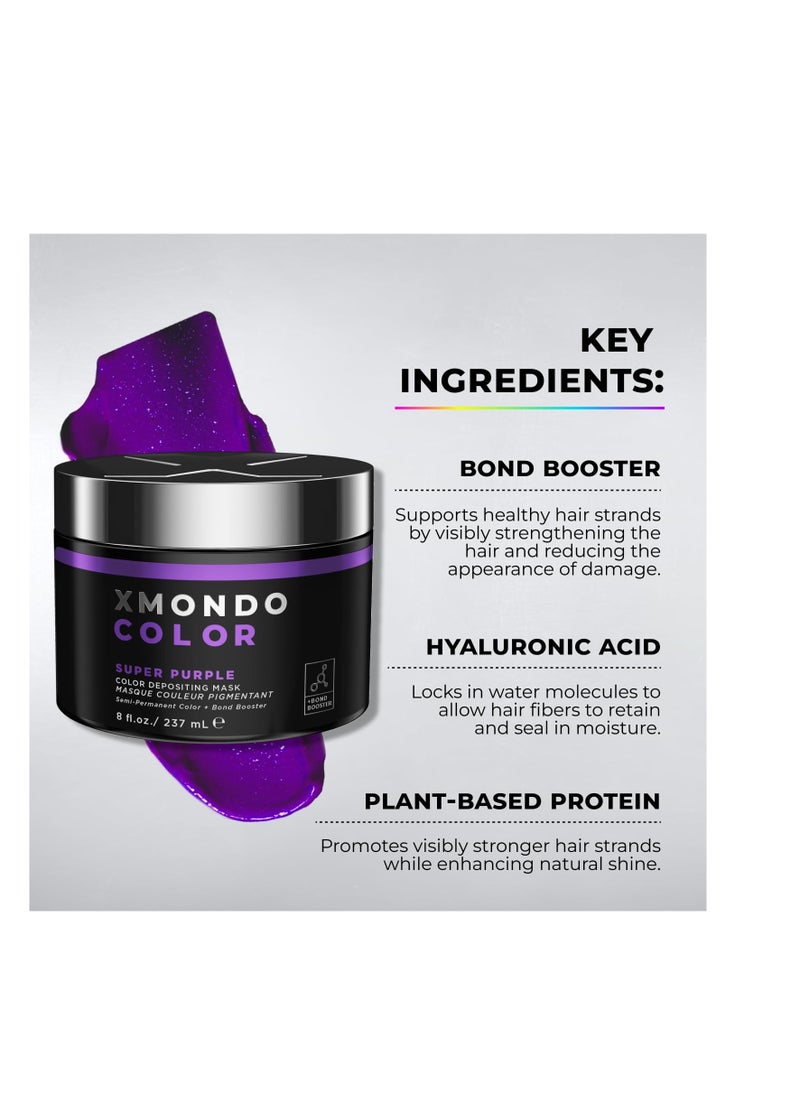 XMONDO XMONDO Color Super Purple Depositing Mask & Semi-Permanent Purple Dye | Infused with Bond Booster Technology & Hyaluronic Acid for Nourishment, Revitalization & Repair, Vegan Formula, 8 Fl Oz 1-Pack  - Image 3