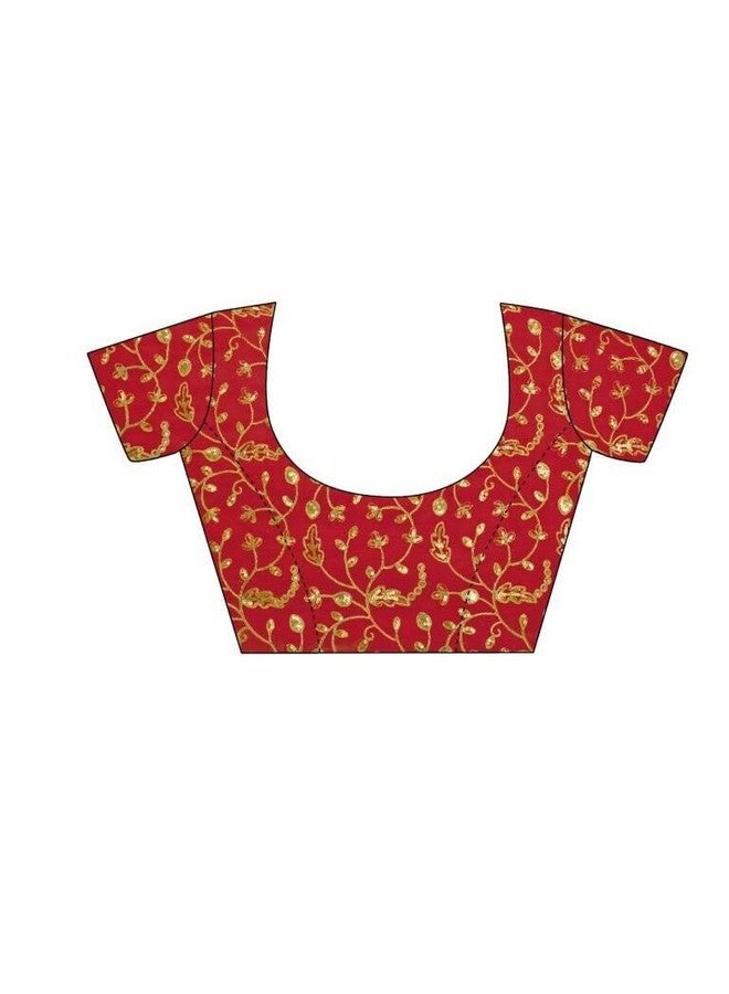 shiv textiles ساري شيف للأقمشة النسائية من جورجيت ليهريا وحدود دانتيل (SAT-532S-RED) - Image 5