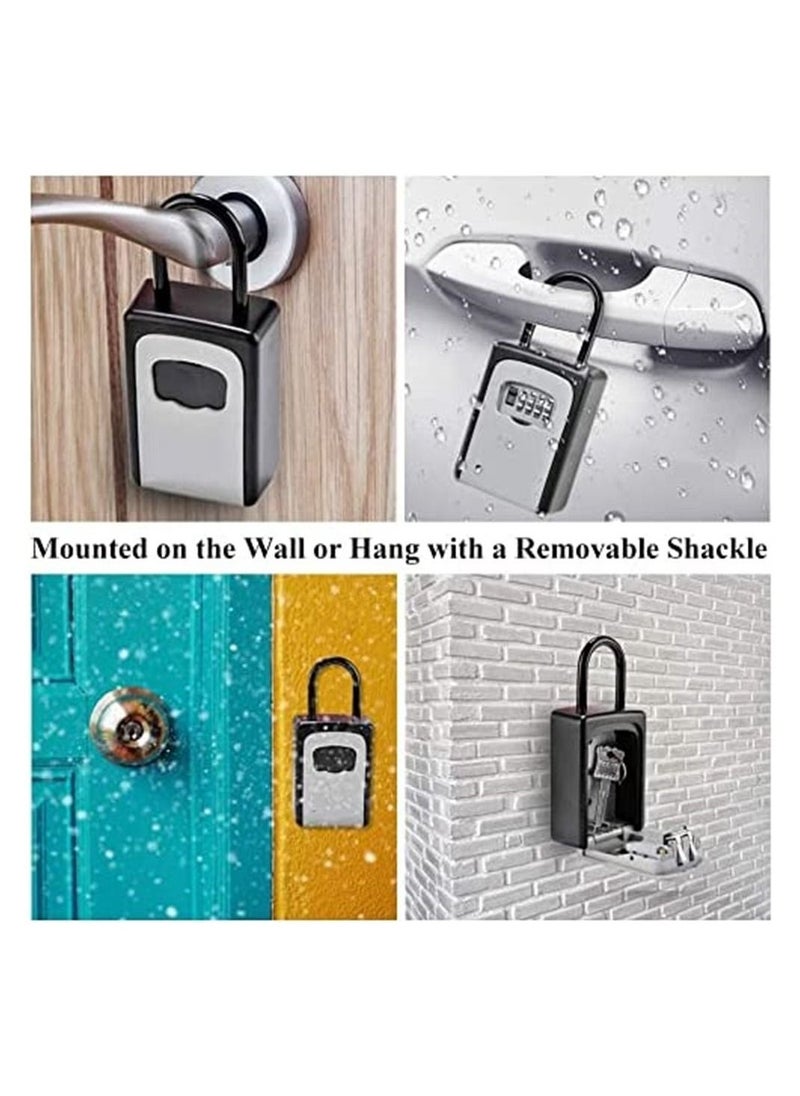 Key Lock Box Wall Mounted, Portable Lock Box for House Key, 5 Key Capacity, Weatherproof Resettable Code House Key Safe Security Lock Box for Indoor, Outdoor, Garage, Garden, Store - Image 3