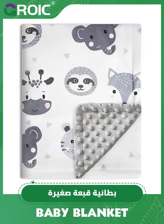 GROIC Baby Blanket Super Soft Plush with Double Layer Dotted Backing, Lovely Brown Animals Printed Unisex Design Receiving Blanket, 30x40 Inch - Image 1